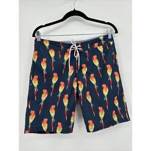 Bonobos Swim Trunks Board Shorts‎ Mens Medium Blue Parrot Fun & Colorful